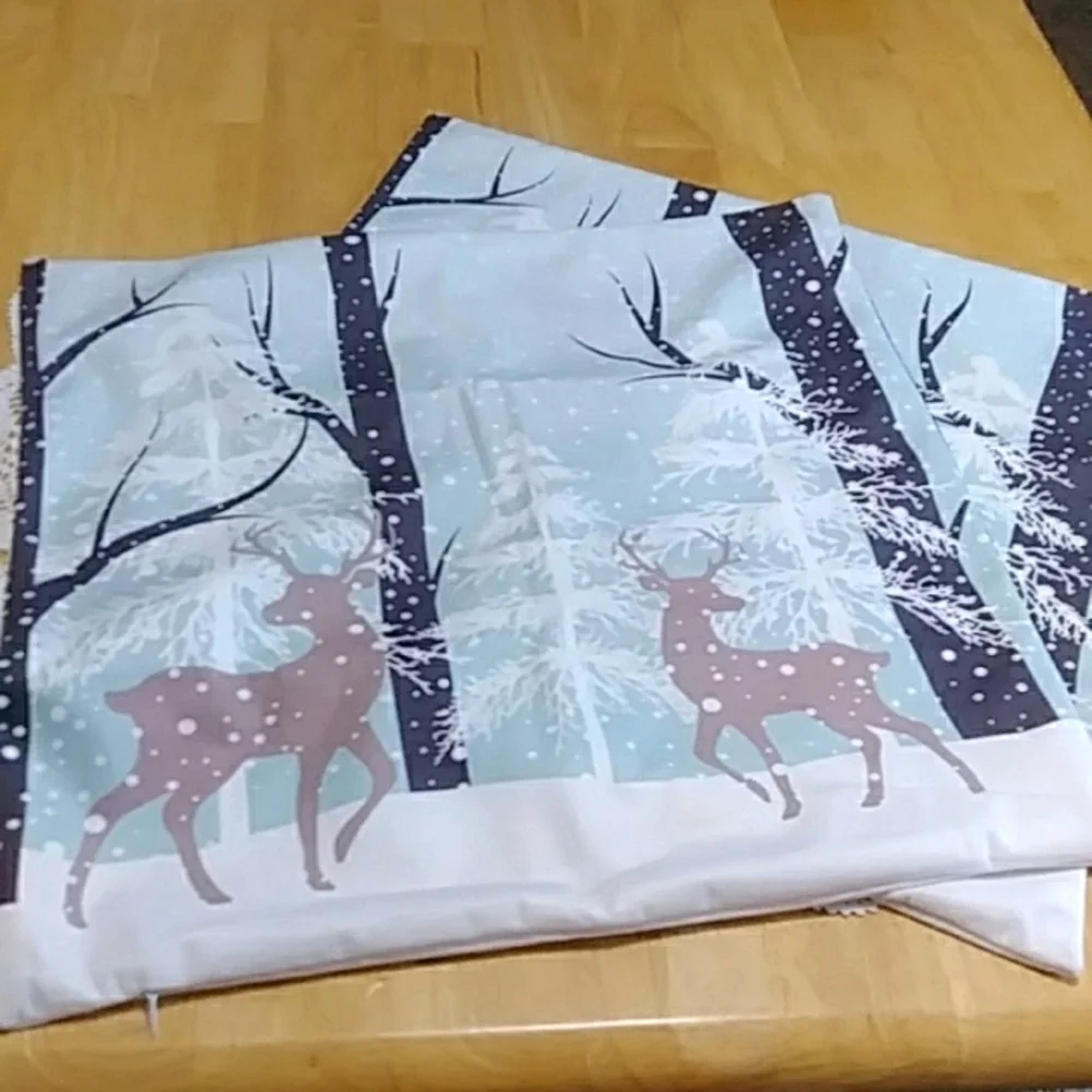 Pillow Covers Winter Wonderland With Deer Nwot
